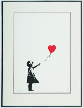 Balloon drifting away from child - Banksy